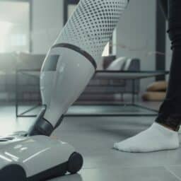 A person vacuums their home in preparation for hosting a holiday dinner.